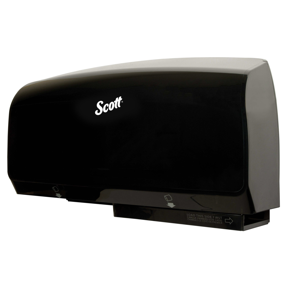 Distributrice de papier hygiénique à rouleau d’essuie-mains jumbo double Scott Pro (39731), 20,25 po x 6,25 po x 11,6 po, pour papier hygiénique Scott Pro et Cottonelle, noire, 1/boîte - 39731