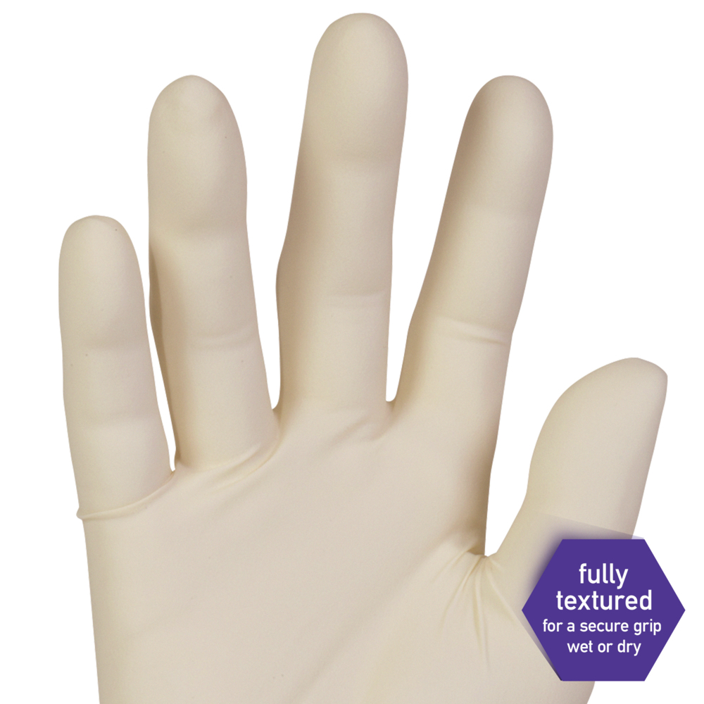 Kimberly-Clark™ Comfort Latex Exam Gloves (43432), 5 Mil, Ambidextrous, 9.5”, Small, Natural Color, 100 / Box, 10 Boxes, 1,000 Gloves / Case - 43432