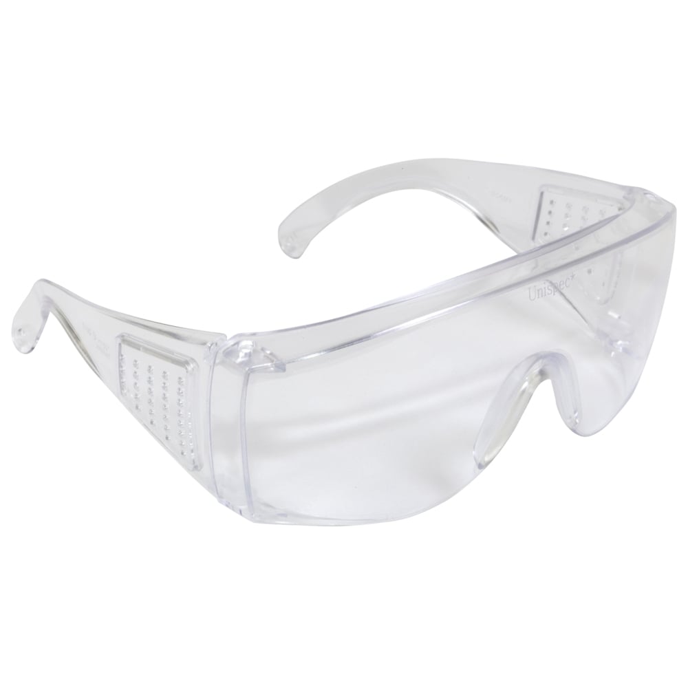 Lunettes de sécurité KleenGuard Unispec II (25646), lunettes économiques, protection contre les UV, verres transparents, temples transparents sans métal, 50 paires/caisse - 25646