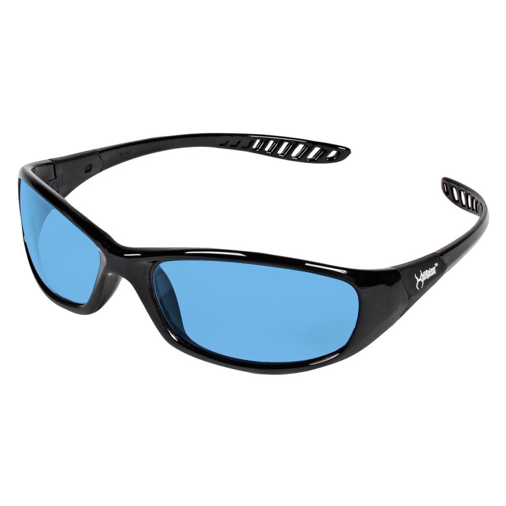 KleenGuard™ V40 Hellraiser™ Safety Glasses (20542), Light Blue Lenses, Black Frame, Unisex for Men and Women (Qty 12) - 20542