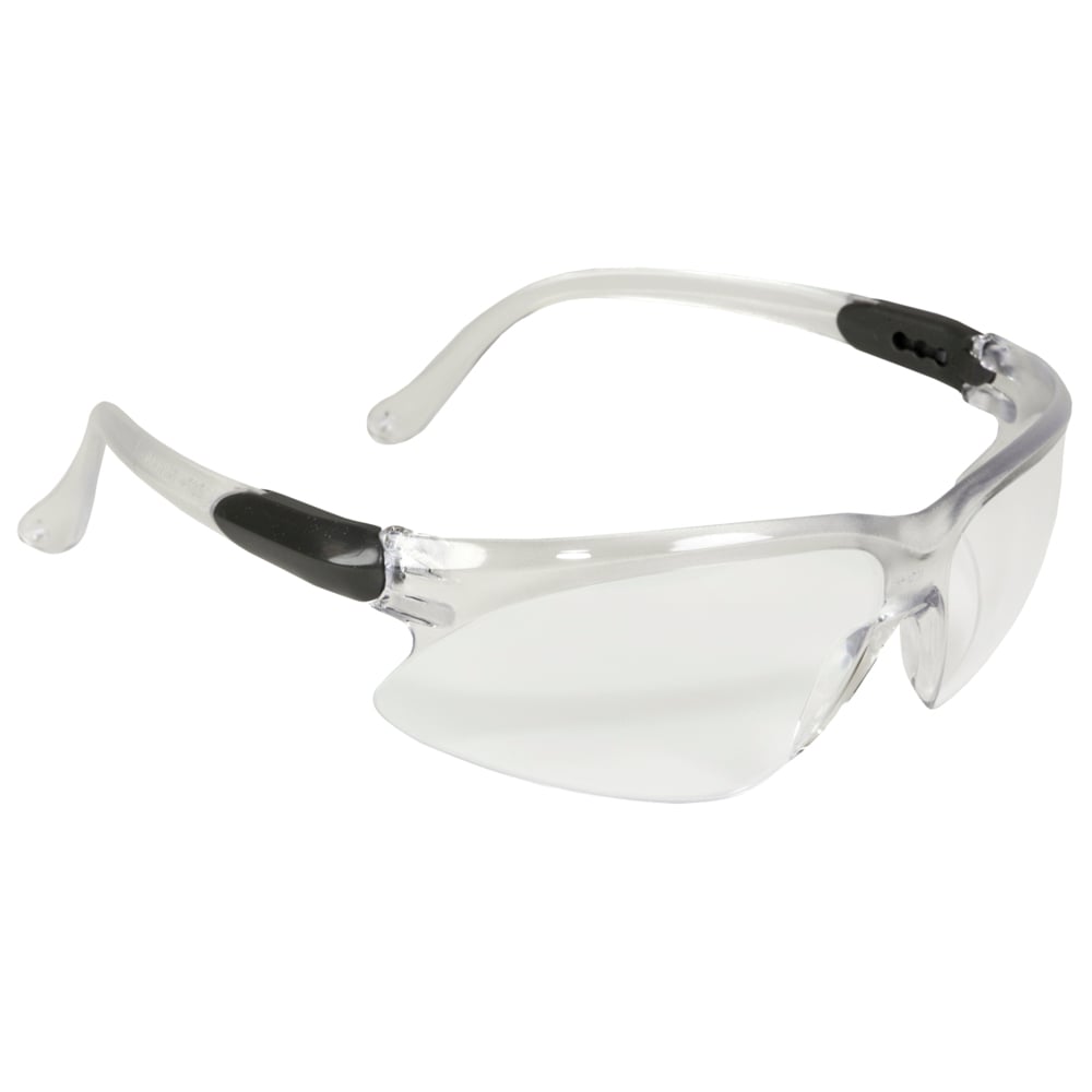 Protection des yeux Envision de KleenGuard (14470), lunettes économiques, protection contre les rayons UV, verres transparents, branches argentées extensibles en trois points, 12 paires/caisse - 14470