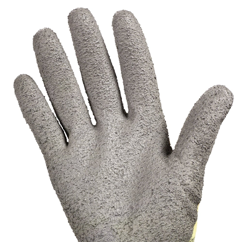 Gants enduits de polyuréthane résistants aux coupures de niveau 2 KleenGuard G60 (38642), revêtement aux jointures, gris et jaunes, petits, 12 paires/sac, 1 sac - 38642