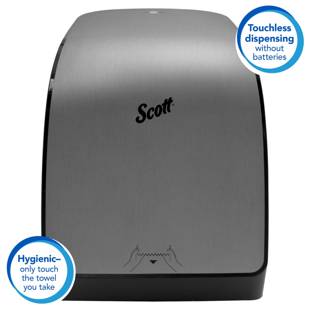 Scott® Pro Manual Hard Roll Towel Dispenser (29736), Stainless, 12.66" x 16.44" x 9.18" (Qty 1) - 29736