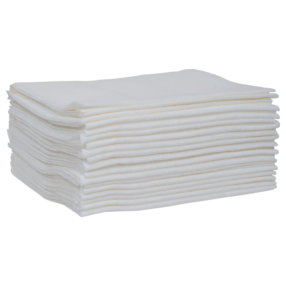 Chiffons de nettoyage multitâches WypAll® X60 General Clean (41083), débarbouillettes avec Hydroknit, 12,5 x 10, blancs, pliés en quatre, 8 paquets/caisse, 70 feuilles/paquet - 41083