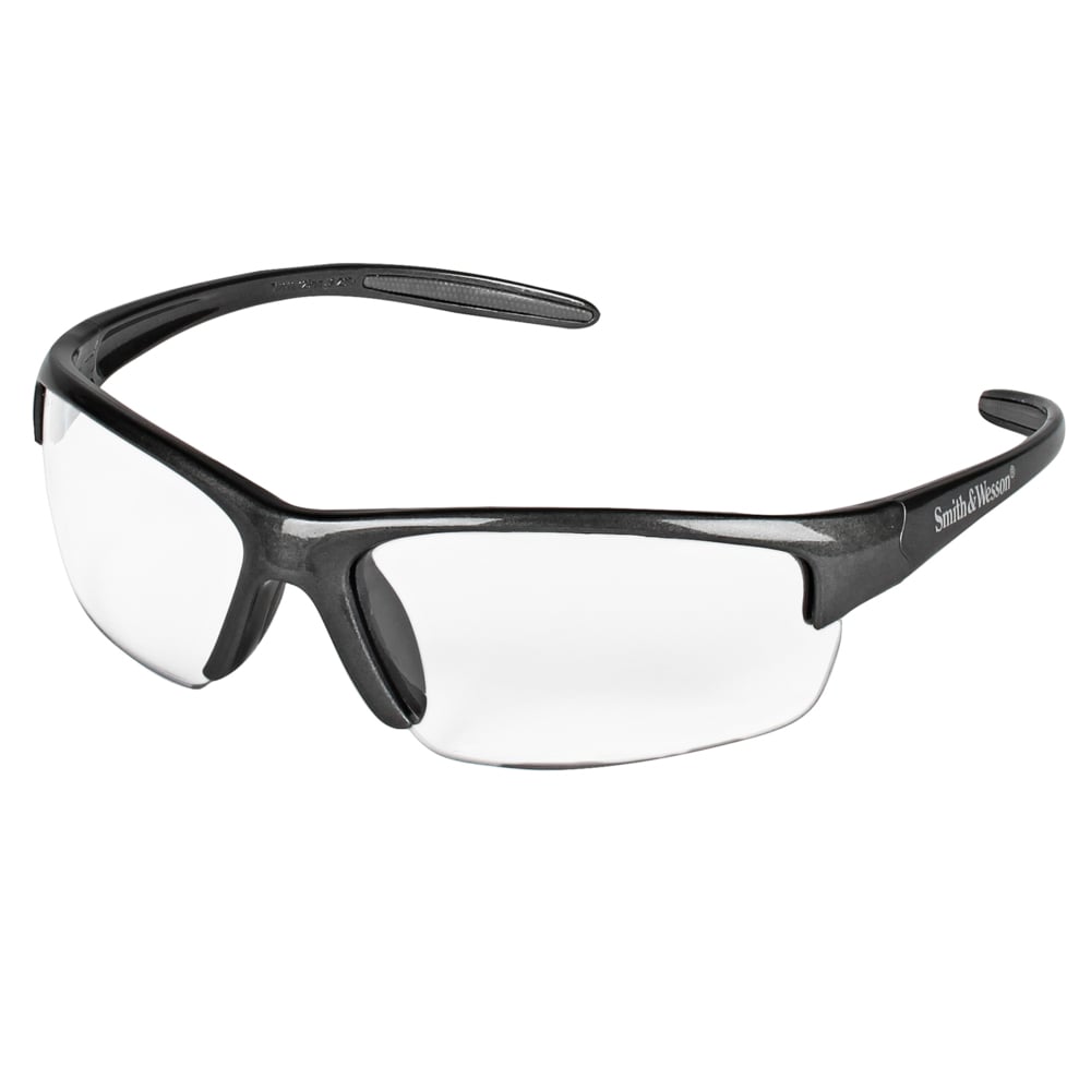 Smith & Wesson® Equalizer Safety Glasses (21294), Clear Lenses, Gunmetal Frame, Unisex for Men and Women (Qty 12) - 21294