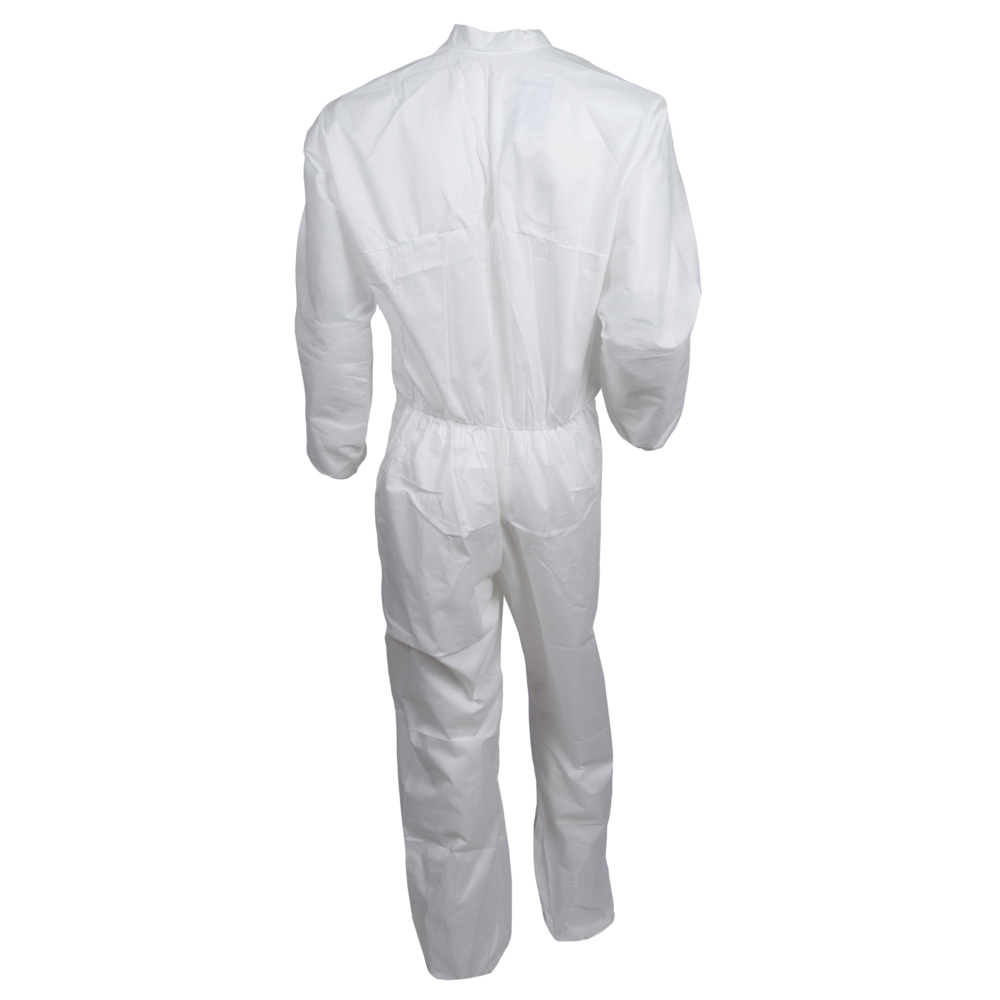 KleenGuard™ A10 Light Duty Coveralls (10616), Zip Front, Elastic Wrists, Breathable Material, White, 2XL (Qty 25) - 10616
