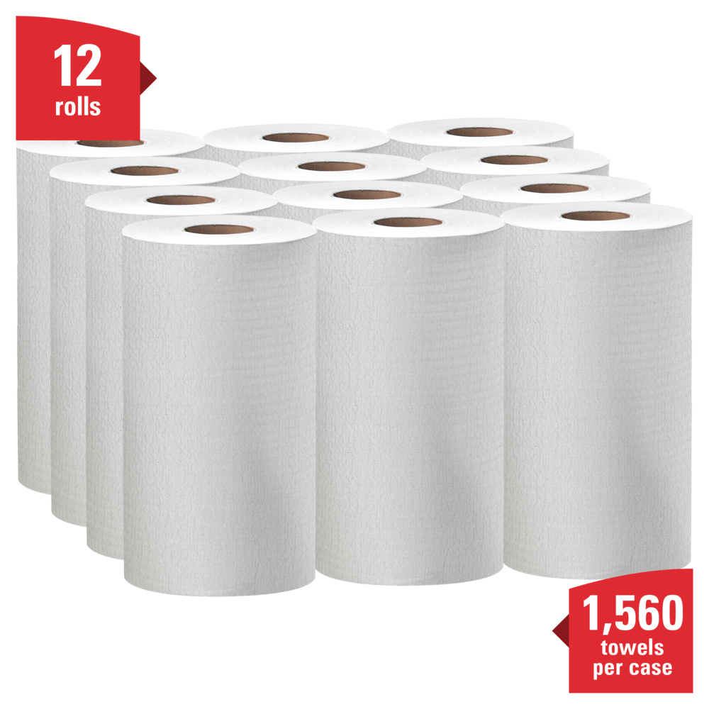WypAll® General Clean X60 Multi-Task Cleaning Cloths (35401), Small Roll, White, 130 Sheets / Roll, 12 Rolls / Case, 1,560 Wipes / Case - 35401