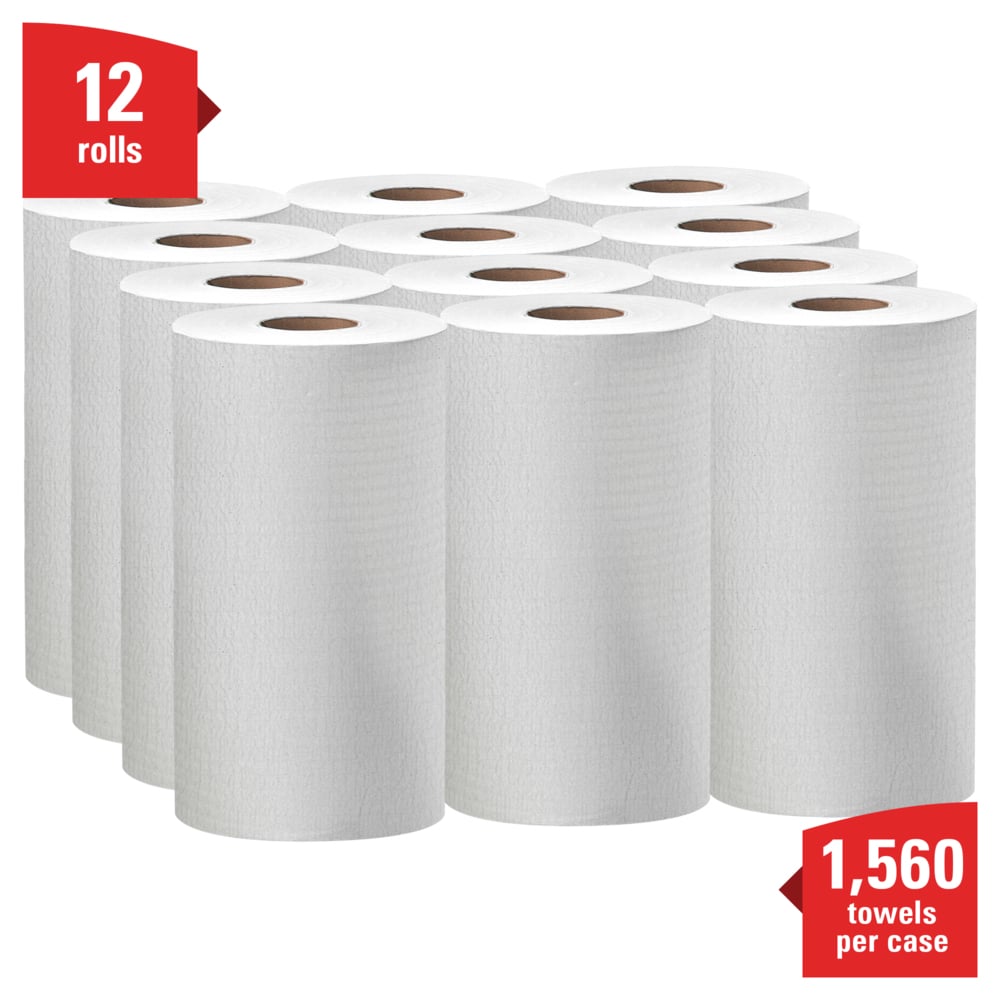 WypAll® GeneralClean™ X60 Multi-Task Cleaning Cloths (35401), Small Roll, Strong and Absorbent Towels, White (130 Sheets/Roll, 12 Rolls/Case, 1,560 Sheets/Case) - 35401