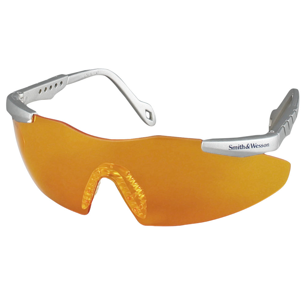 Smith & Wesson® Safety Glasses (19829), Magnum 3G Safety Eyewear, Orange Lenses with Platinum Frame, 12 Units / Case - 19829