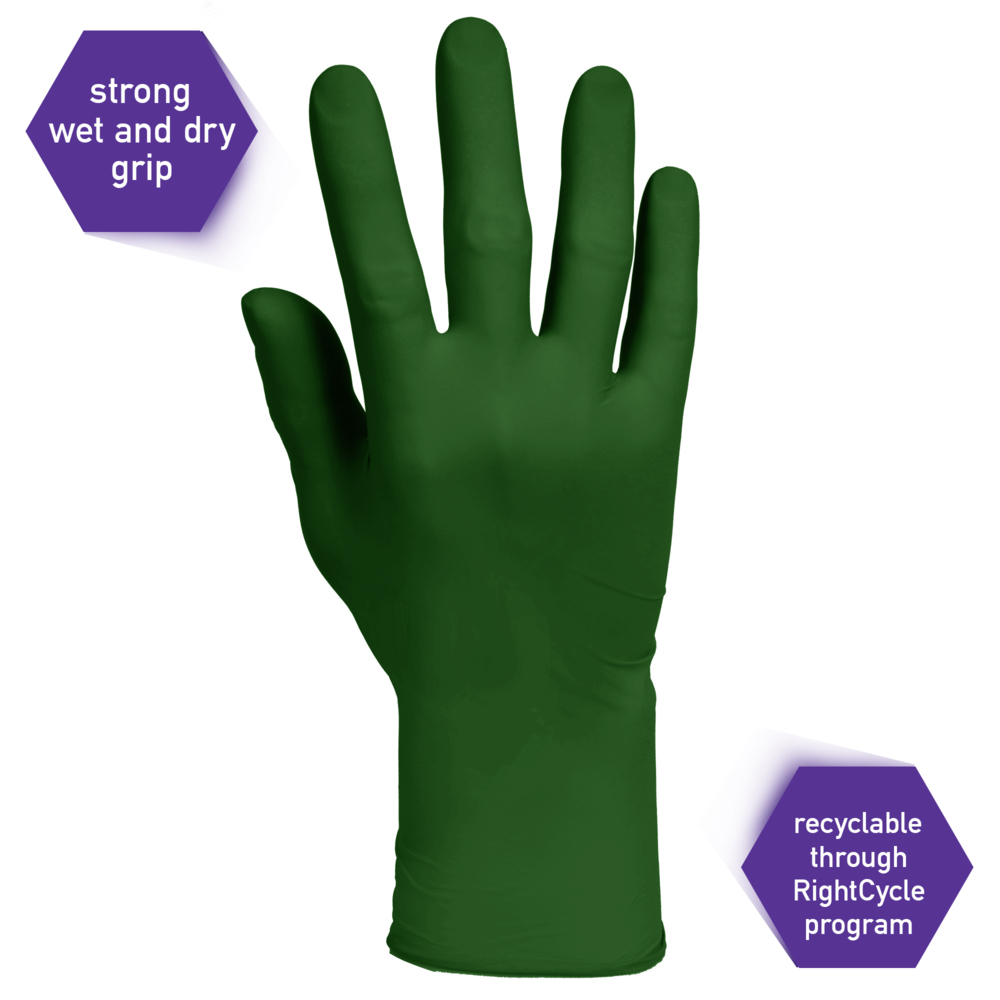 Kimberly-Clark™ Forest Green Nitrile Exam Gloves (43443), 3.5 Mil, Ambidextrous, 9.5”, XS, 200 Nitrile Gloves / Box, 10 Boxes / Case, 2,000 / Case - 43443