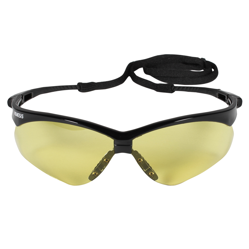 KleenGuard™ V30 Nemesis Safety Glasses (25659), Amber Lenses with Black Frame, 12 Pairs / Case - 25659