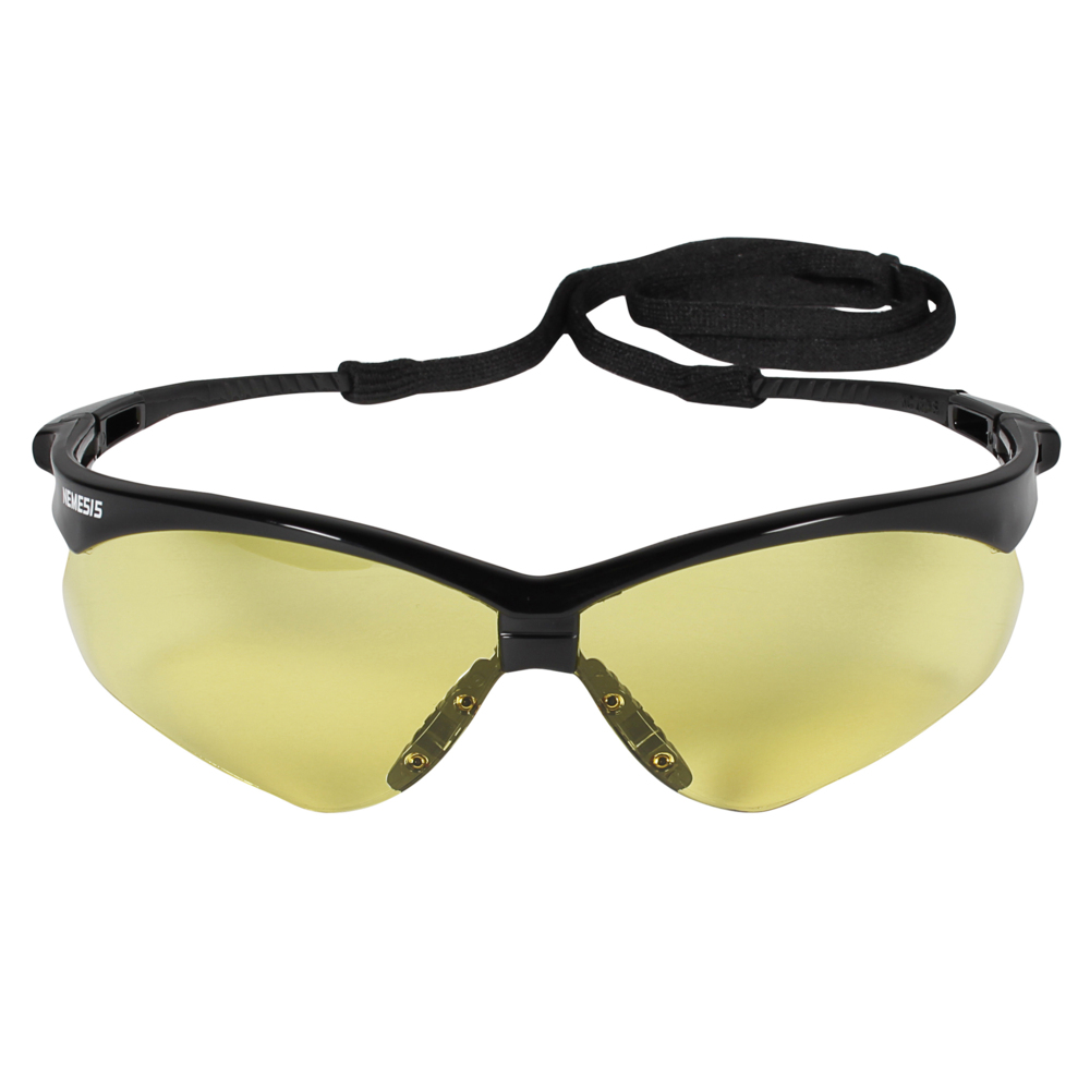 KleenGuard™ V30 Nemesis™ Safety Glasses (25659), Amber (Yellow) Lenses, Black Frame, Unisex for Men and Women (Qty 12) - 25659