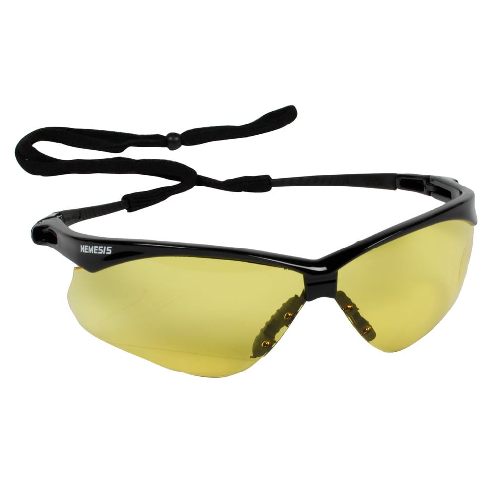 KleenGuard™ Nemesis™ CSA Safety Glasses (25673), Amber (Yellow) Lenses, Black Frame, CSA Certified, Unisex for Men and Women (Qty 12) - 25673