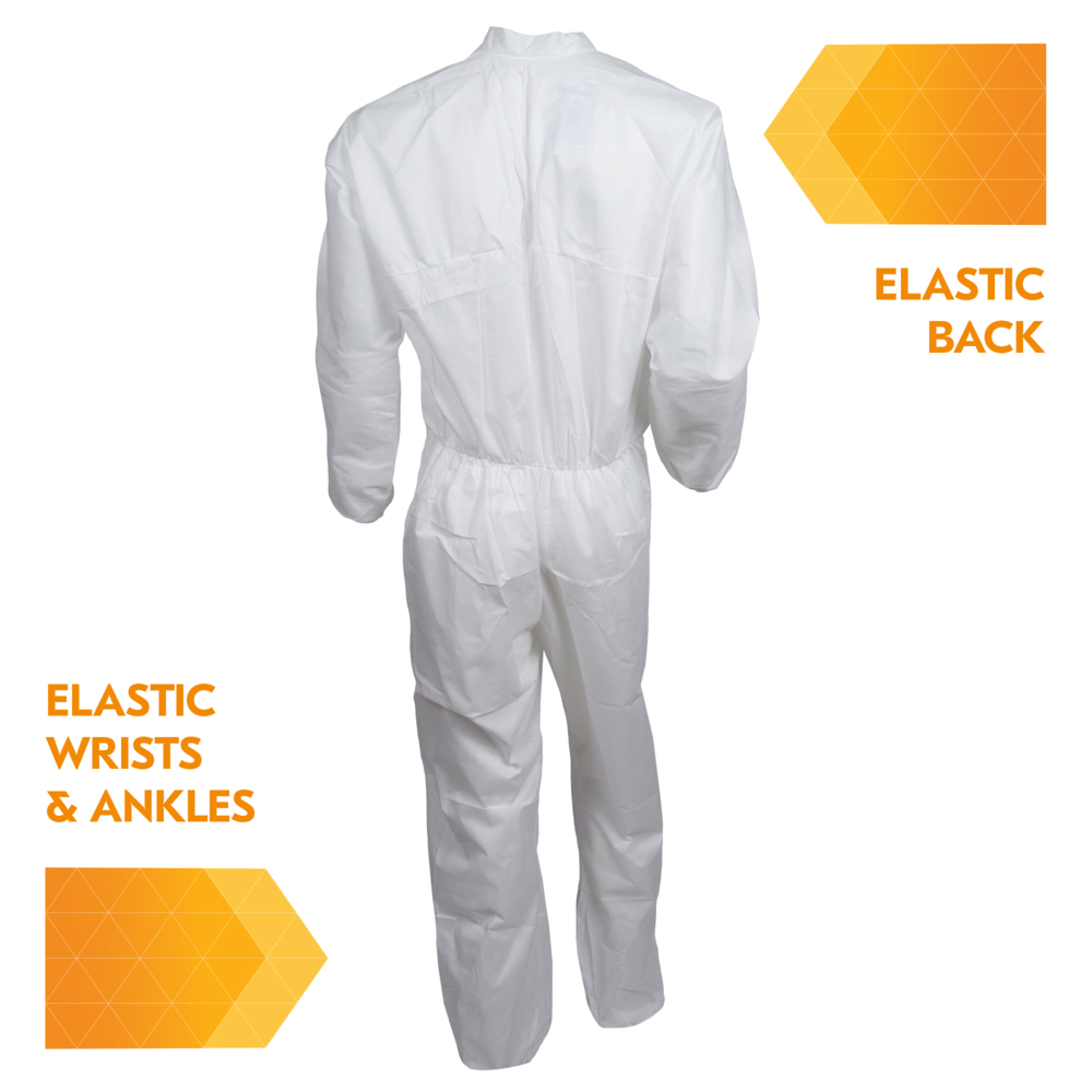 KleenGuard™ A30 Breathable Splash & Particle Protection Coveralls (35688), White, 5XL/6XL (Qty 21) - 35688