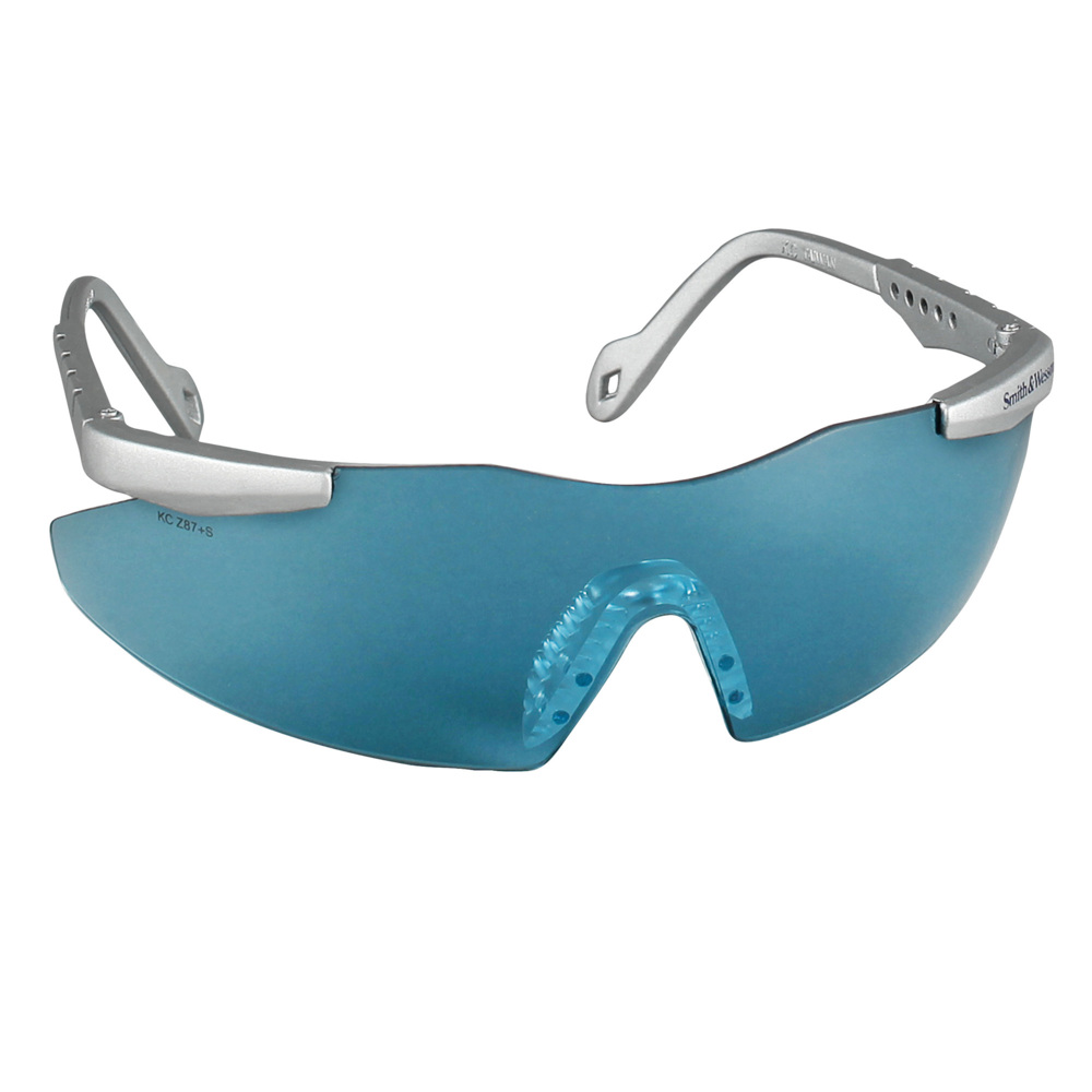 Smith & Wesson® Safety Glasses (19830), Magnum 3G Safety Eyewear, Teal Lenses with Platinum Frame, 12 Units / Case - 19830