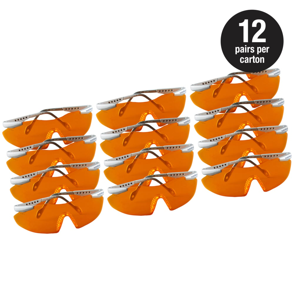 Smith & Wesson® Safety Glasses (19829), Magnum 3G Safety Eyewear, Orange Lenses with Platinum Frame, 12 Units / Case - 19829