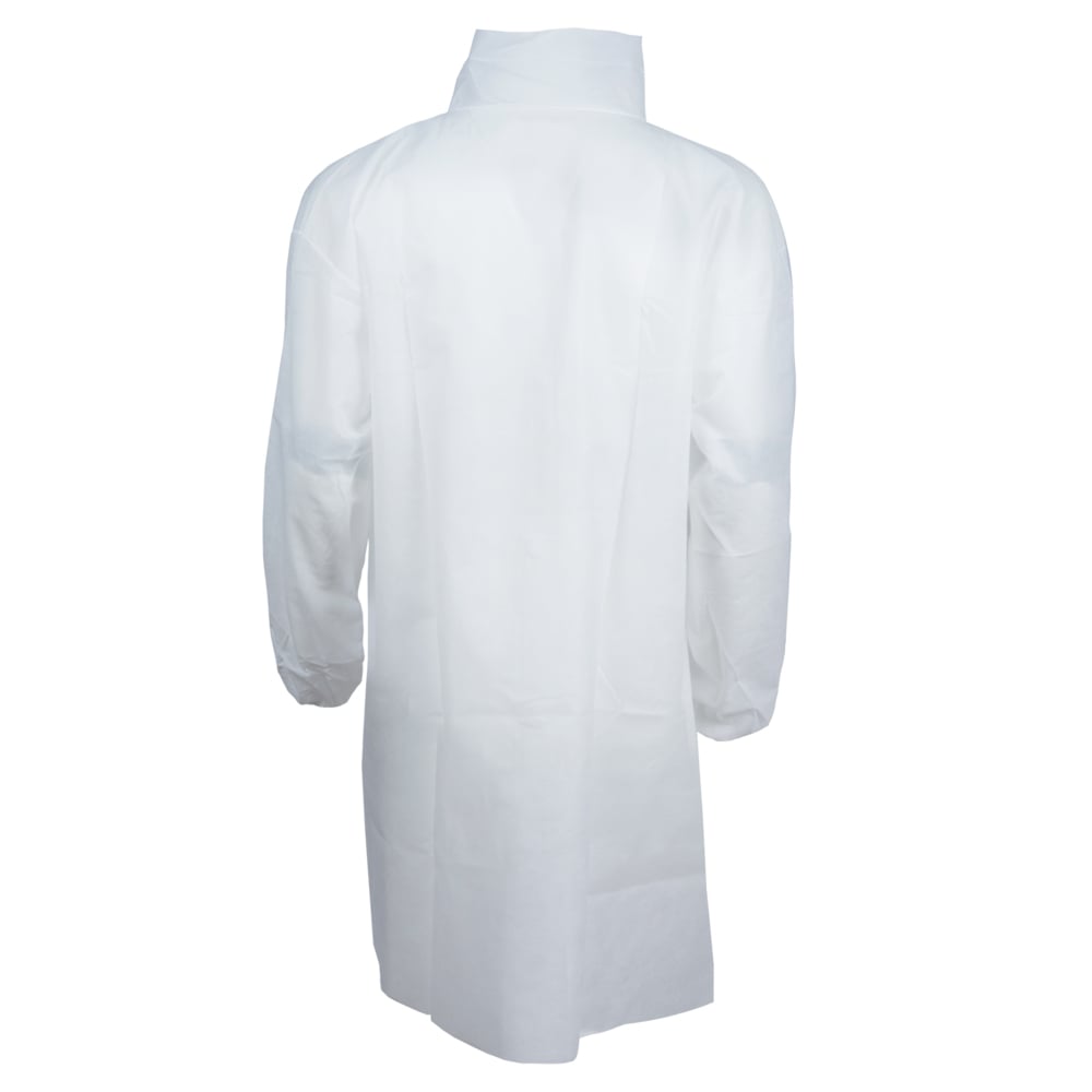 KleenGuard™ A10 Light Duty Lab Coat (40103), Snap Front, Elastic Wrists, Large, White, 50 Coats / Case - 40103