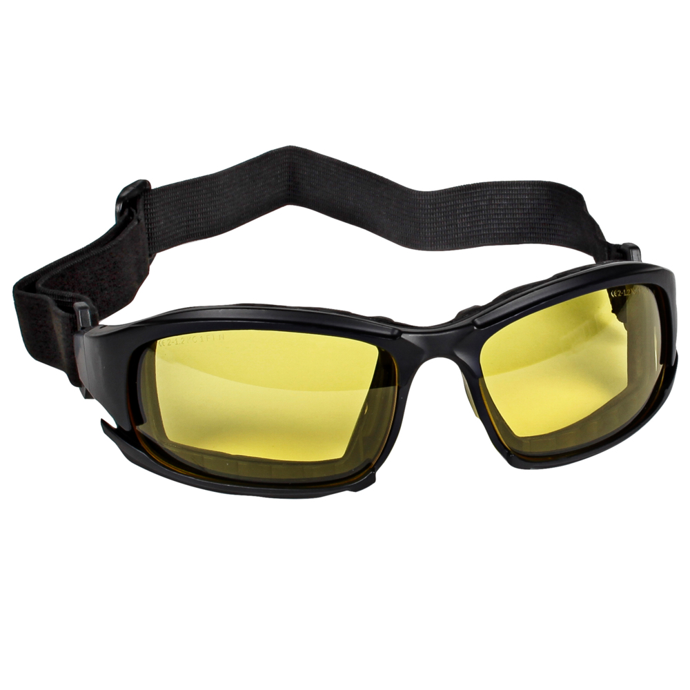 KleenGuard™ V50 Calico™ Safety Glasses (25674), with KleenVision™ Anti-Fog Coating, Amber (Yellow) Lenses, Black Frame, Unisex for Men and Women (Qty 12) - 25674