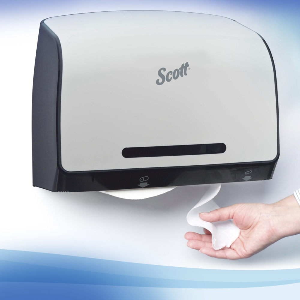 Scott® Pro Coreless Jumbo Roll Toilet Paper Dispenser (34832), White, 14.13" x 10.39" x 5.87" (Qty 1) - 34832