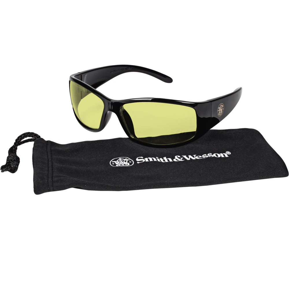Lunettes de sécurité Smith & Wesson® Elite™ (21305), lentilles ambrées/jaunes avec revêtement antibuée, monture noire, lunettes unisexes (12 paires/caisse) - 21305