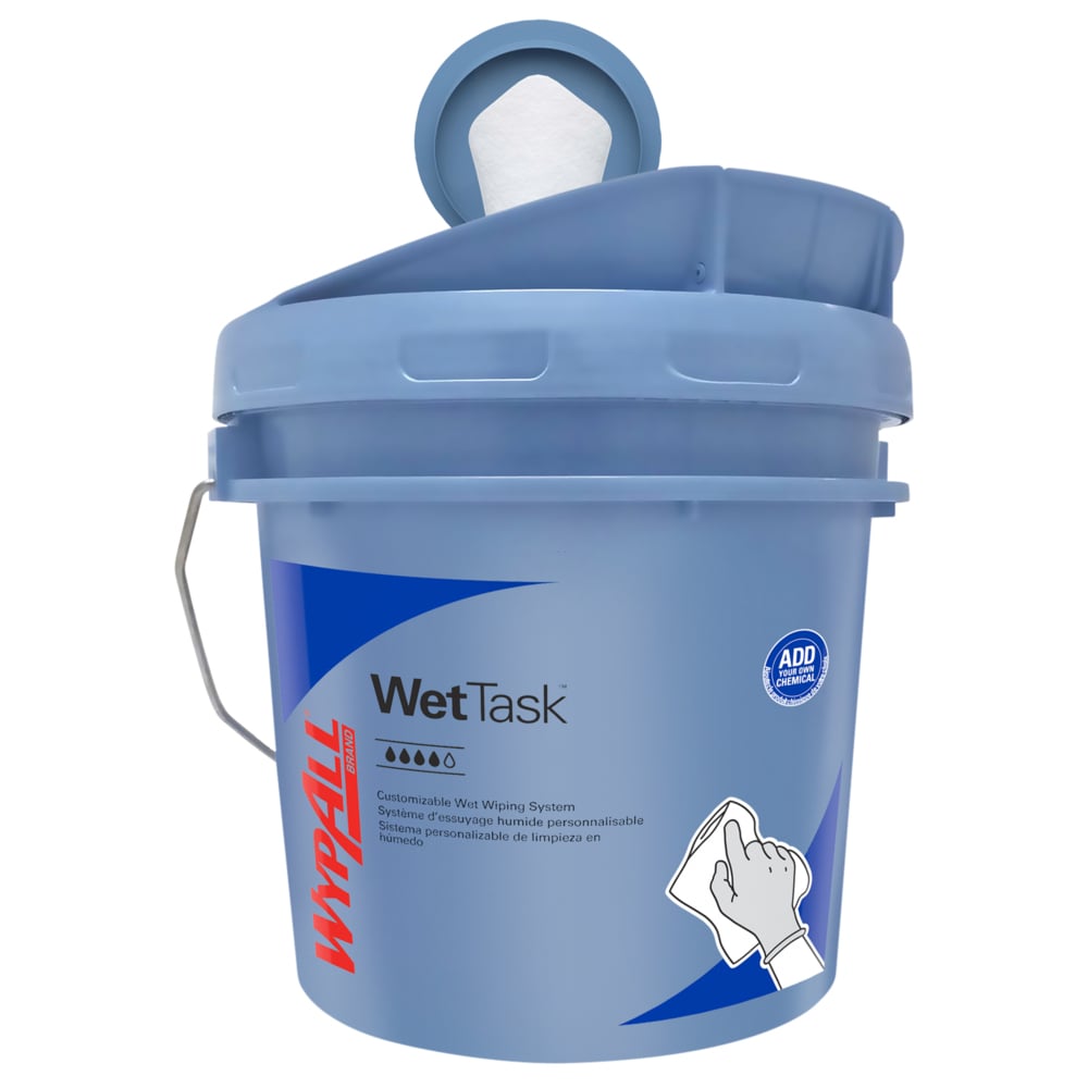 WypAll® WetTask™ Customizable Wet Wiping System Bucket (09361), Large 3.5 Gallon Buckets with Lids, Blue (2 Buckets/Case) - 09361