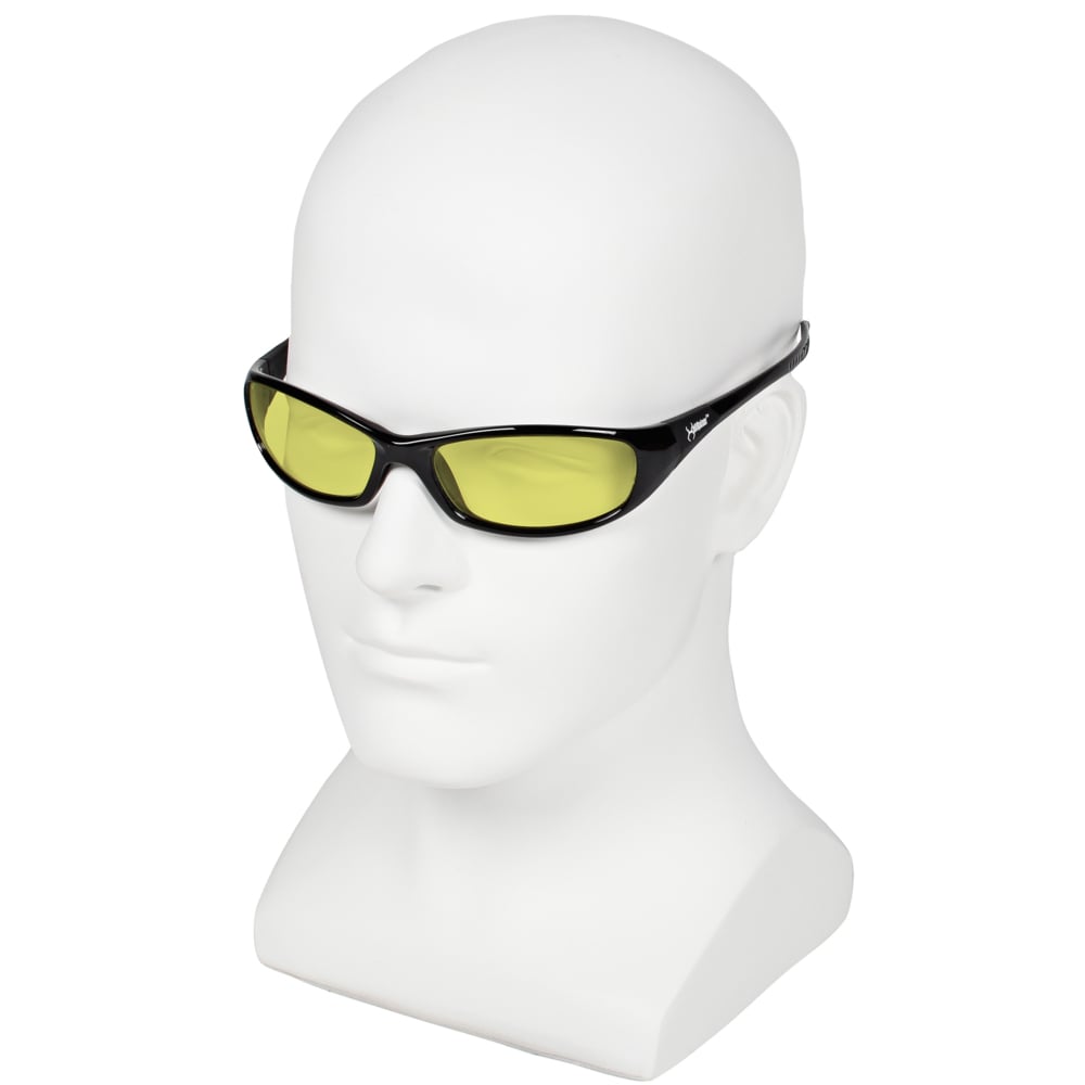 KleenGuard™ V40 Hellraiser™ Safety Glasses (20541), Amber (Yellow) Lenses, Black Frame, Unisex for Men and Women (Qty 12) - 20541