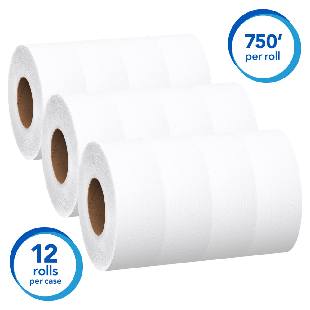 Scott® Essential Extra Soft Jumbo Roll Toilet Paper (07304), 2-Ply, White (750 '/Roll, 12 Rolls/Case, 9,000'/Case) - 07304