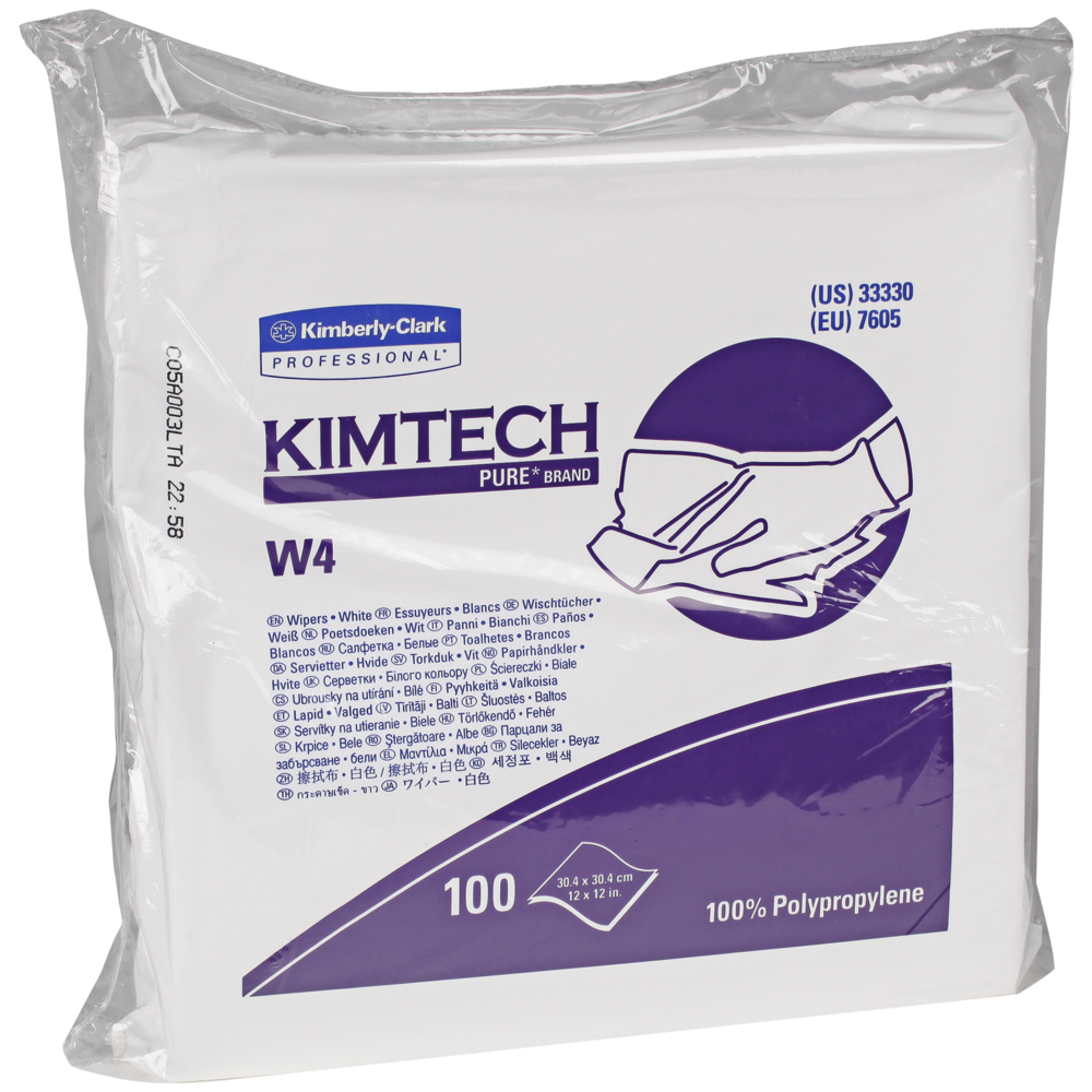 Kimtech™ W4 Dry Wipes (33330), White (100 Sheets/Pack, 5 Packs/Case, 500 Sheets/Case) - 33330