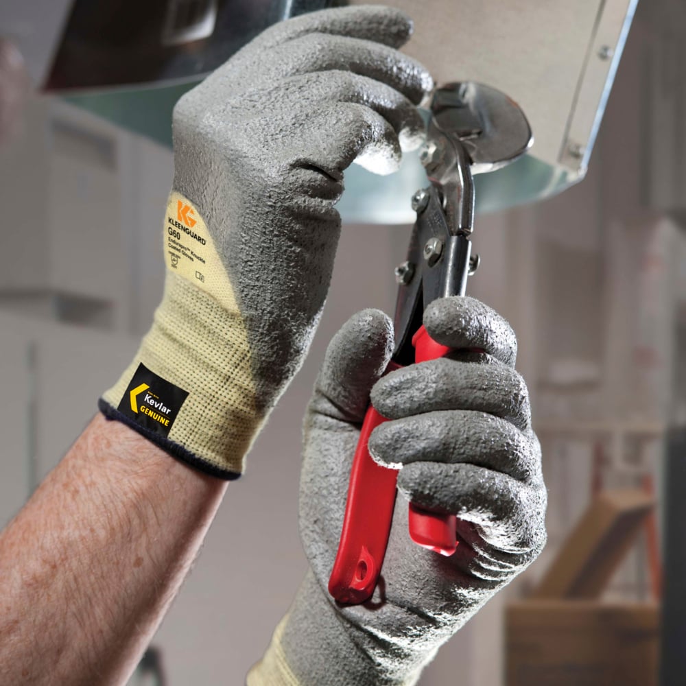 KleenGuard™ G60 Level 2 Polyurethane Coated Cut Resistant Gloves (38645), Knuckle-Coated, Grey & Yellow, XL, 12 Pairs / Bag, 1 Bag - 38645