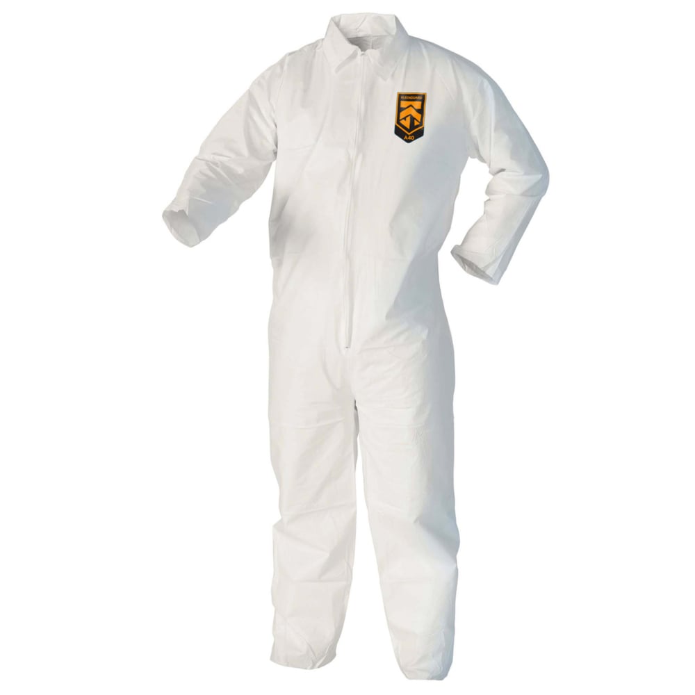 KleenGuard™ A40 Liquid & Particle Protection Coveralls (42571), Zipper Front, White, Reflex Design, White, 6XL (Qty 25) - 42571