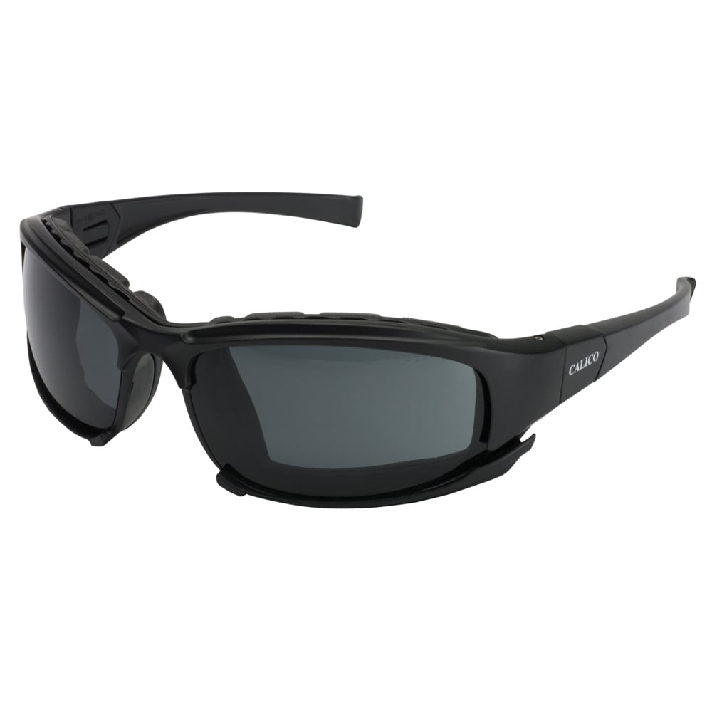 KleenGuard™ V50 Calico™ Safety Glasses (25675), with Anti-Fog Coating, Smoke Lenses, Black Frame, Unisex for Men and Women (Qty 12) - 25675