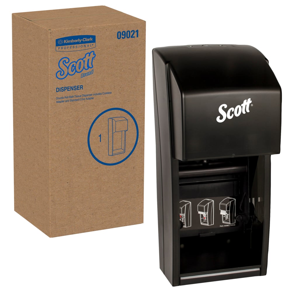 Distributrice de papier hygiénique en rouleau unique Scott® (09021), noire, 15,24 cm x 34,54 cm x 16,76 cm (6,0 po x 13,6 po x 6,6 po) (qté 1) - 09021