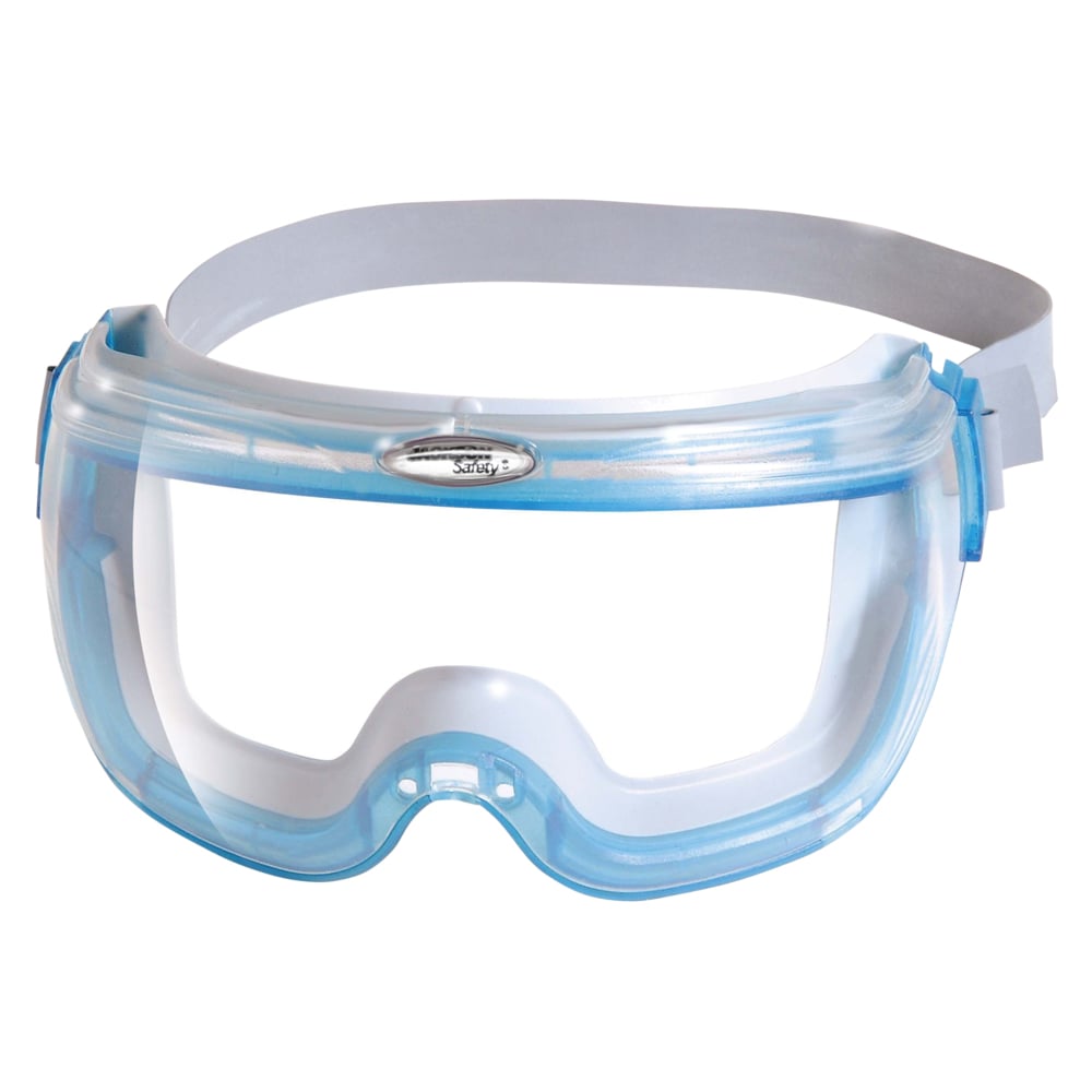 KleenGuard™ V80 Revolution™ OTG Safety Goggles (14399), with Anti-Fog Coating, Clear Lenses, Blue Frame, Unisex for Men and Women (Qty 30) - 14399