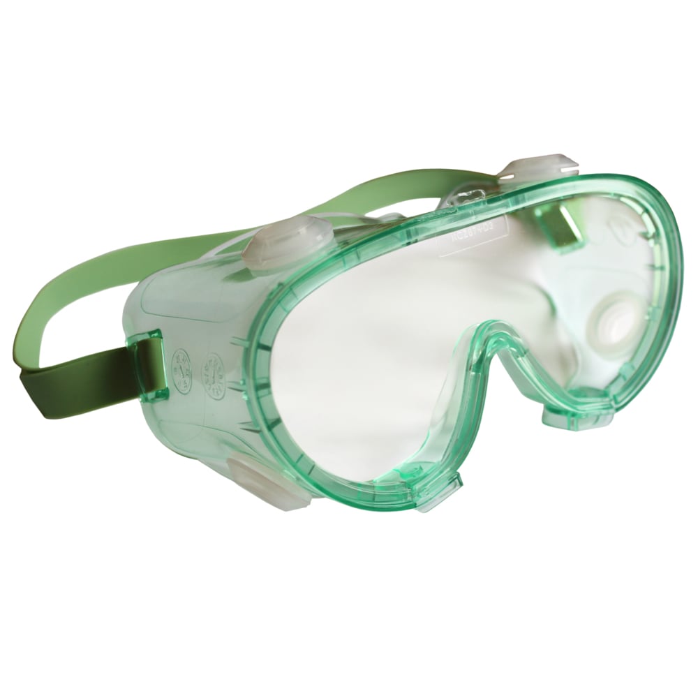 Lunettes de sécurité KleenGuard V80 Monogoggle 211 (16669), compatibles avec un respirateur, verres transparents antibuée, monture verte, 36 paires/caisse - 16669