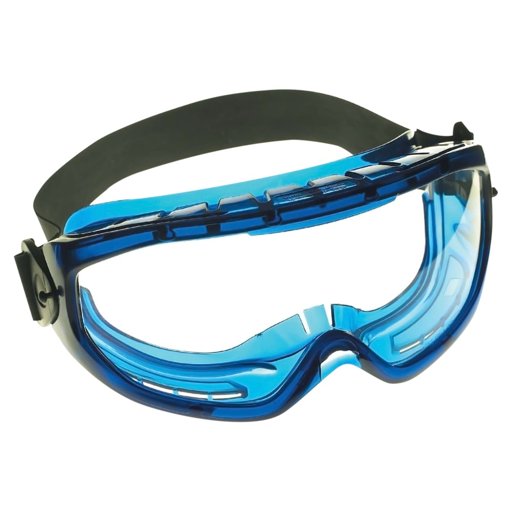 KleenGuard™ V80 Monogoggle™ XTR OTG Safety Goggles (18624), with Anti-Fog Coating, Clear Lens, Blue Frame, Unisex for Men and Women (Qty 6) - 18624