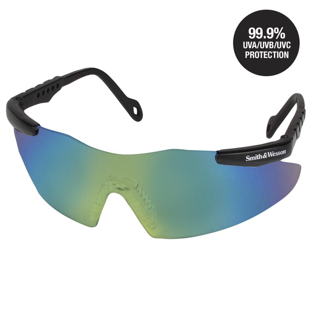 Smith & Wesson® Magnum® 3G Safety Glasses (19940), with Mirror Coating, Green Mirror Lenses, Black Frame, Unisex for Men and Women (Qty 12) - 19940