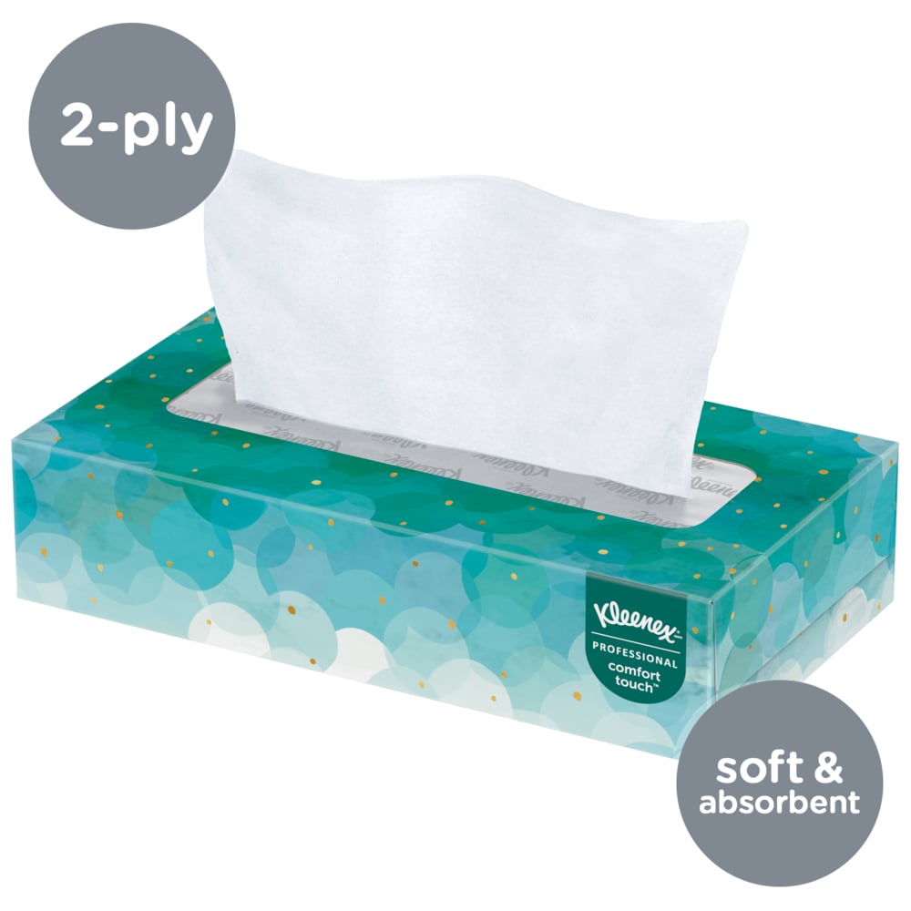 Kleenex® Professional Facial Tissue for Business (13216), Flat Tissue Boxes (60 Boxes/Case, 100 Tissues/Box, 6,000 Tissues/Case) - 13216