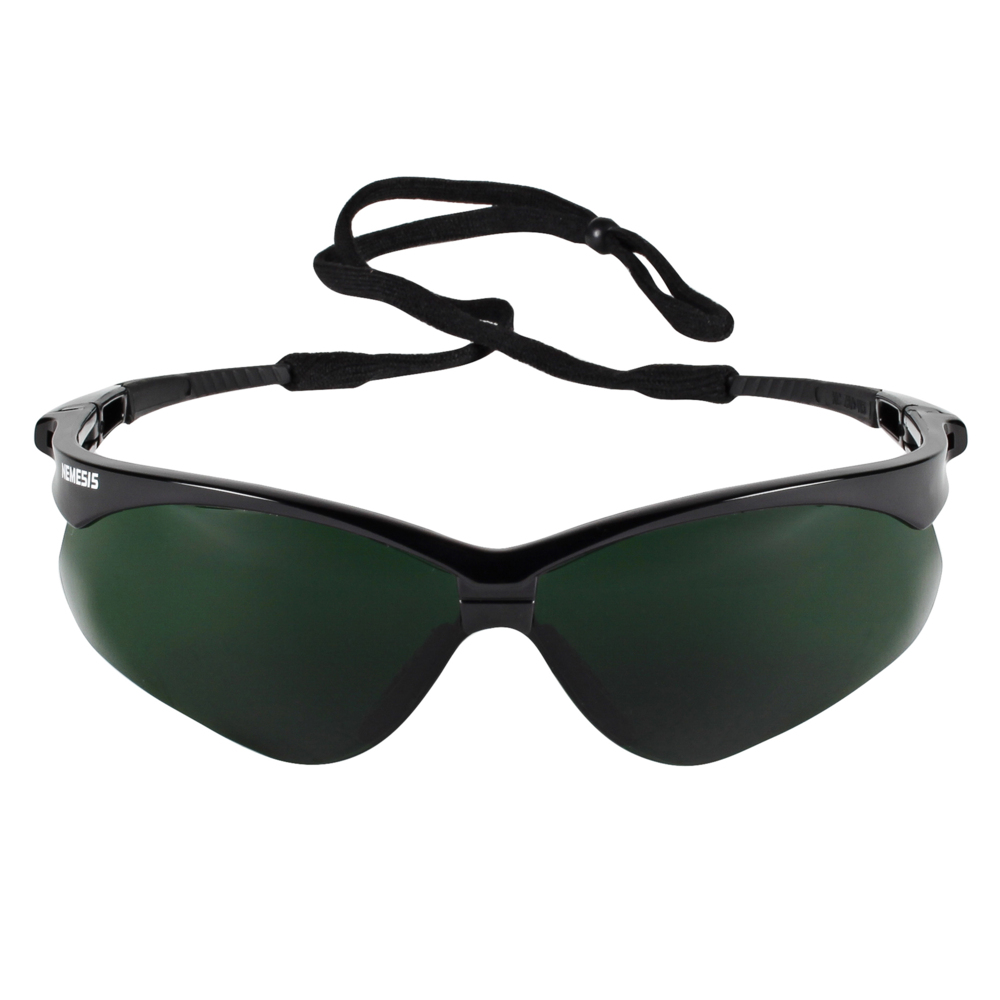 KleenGuard™ Nemesis™ Safety Glasses (25671), IRUV Shade 5.0 Lenses, Black Frame, Unisex for Men and Women (Qty 12) - 25671