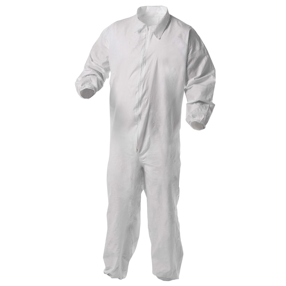 KleenGuard™ A35 Disposable Coveralls (38930), Liquid and Particle Protection, Zip Front, Elastic Wrists & Ankles (EWA), White, 2XL, 25 Garments / Case - 38930