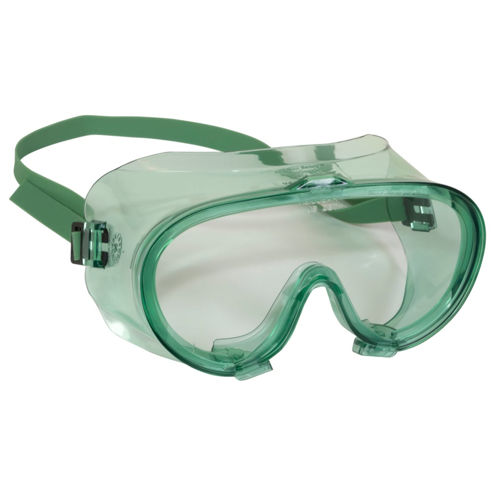 KleenGuard™ V70 Monogoggle 202 Safety Goggles (16667), D4 / D5 Rating for Dust Protection, Anti-Fog, Clear Lens, Green Frame, 6 Pairs / Case - 16667