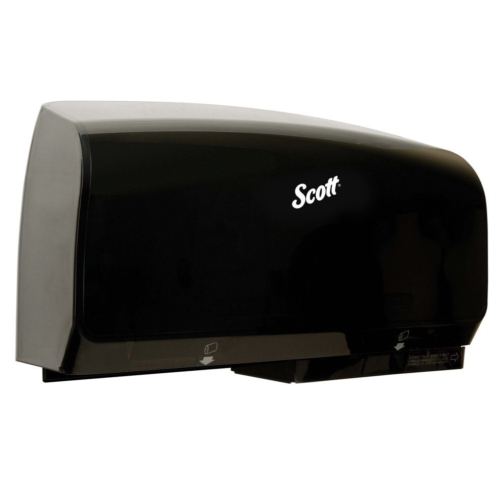 Distributrice de papier hygiénique à rouleau d’essuie-mains jumbo double Scott Pro (39731), 20,25 po x 6,25 po x 11,6 po, pour papier hygiénique Scott Pro et Cottonelle, noire, 1/boîte - 39731