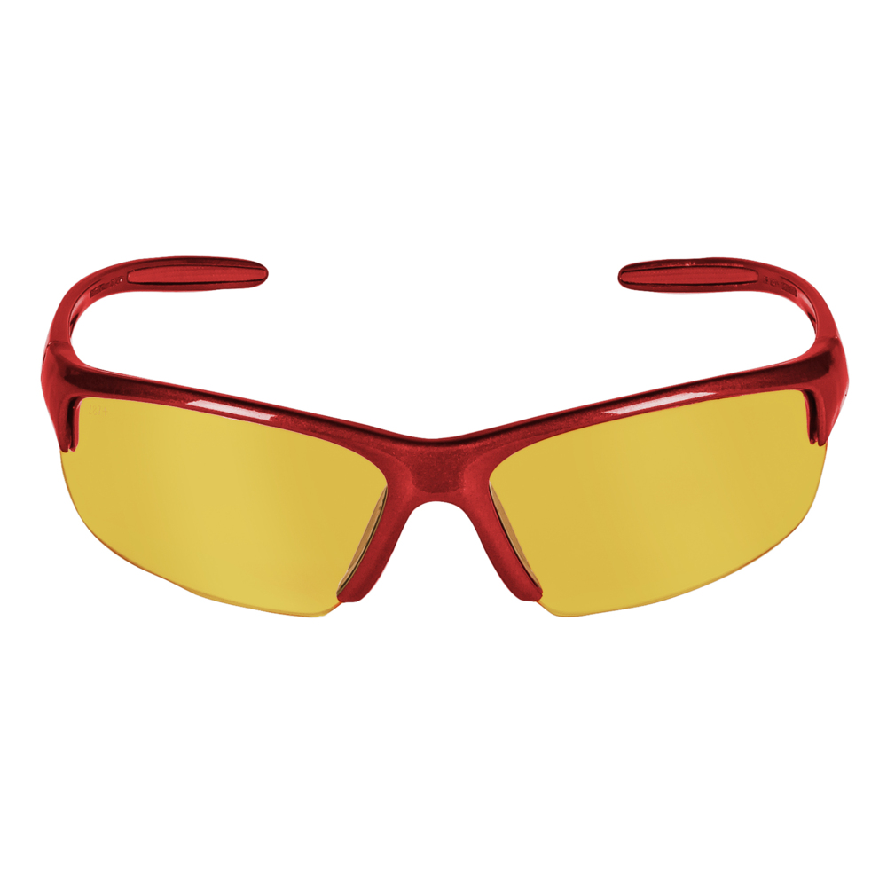 Smith & Wesson® Equalizer Safety Glasses (21299), Amber (Yellow) Lenses, Red Frame, Unisex for Men and Women (Qty 12) - 21299