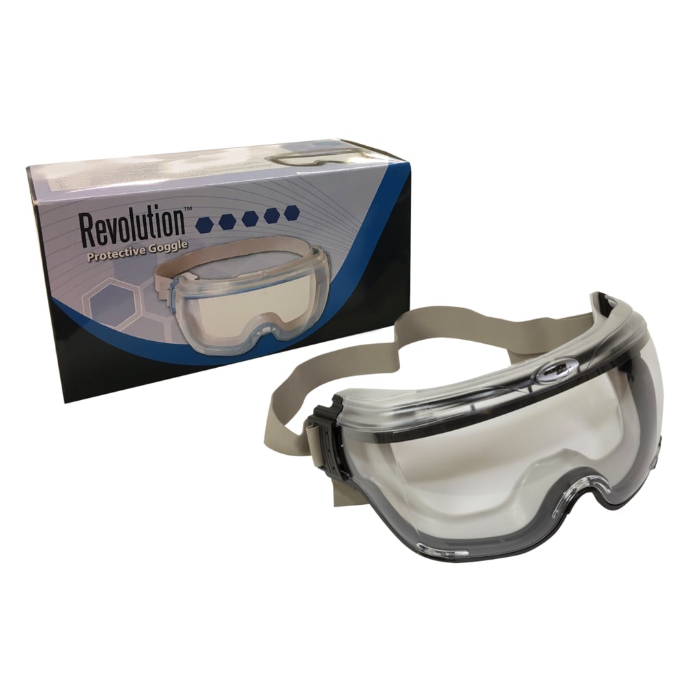 KleenGuard™ V80 Revolution OTG Safety Goggles (18483), Fits Over Glasses, Comfortable Anti-Fog Clear Lens, Black Frame, 30 Pairs / Case - 18483