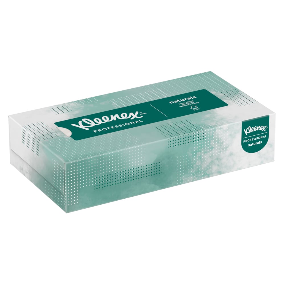 Mouchoir Kleenex® Professional Naturals (21601), 2 épaisseurs, blancs, boîtes de mouchoirs plates pour les entreprises (125 mouchoirs/boîte, 48 boîtes/caisse, 6 000 mouchoirs/caisse) - 21601