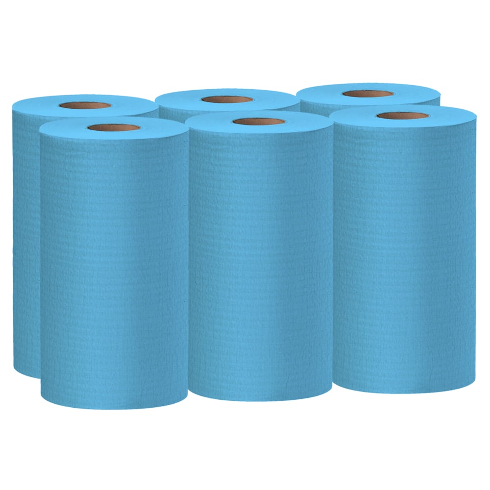 WypAll® GeneralClean™ X60 Multi-Task Cleaning Cloths (35431), Small Roll, Strong and Absorbent Towels, Blue (130 Sheets/Roll, 6 Rolls/Case, 780 Sheets/Case) - 35431