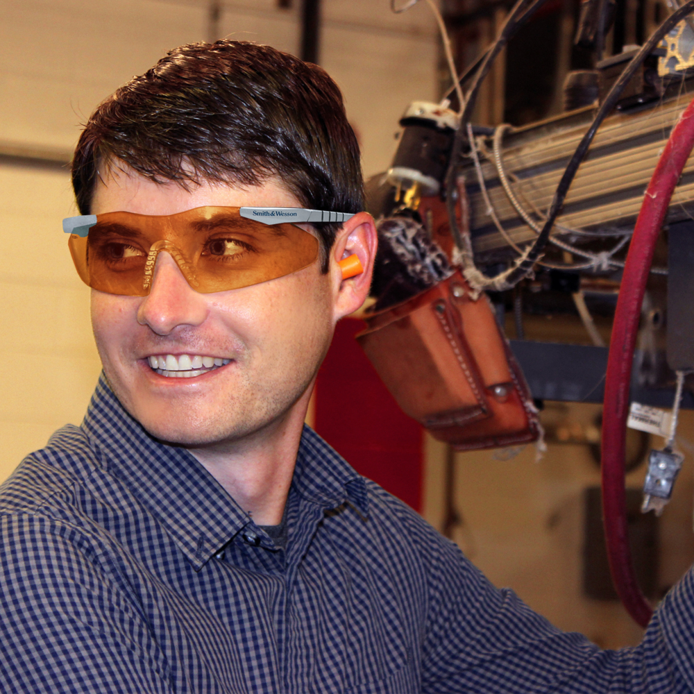 Smith & Wesson® Safety Glasses (19829), Magnum 3G Safety Eyewear, Orange Lenses with Platinum Frame, 12 Units / Case - 19829