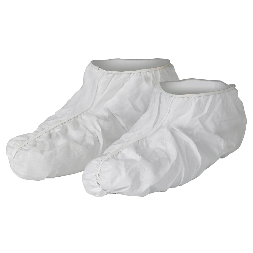 KleenGuard™ A20 Breathable Particle Protection Shoe Covers (36885), Serged Seams, Fully Elastic, 6.5” Height, One Size, White, 300 / Case - 36885