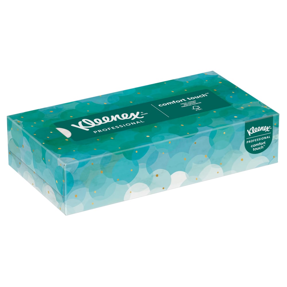 Mouchoirs Kleenex professionnels pour entreprise (21400), Boîtes de mouchoirs plates, 36 boîtes/caisse, 100 mouchoirs/boîte - 21400