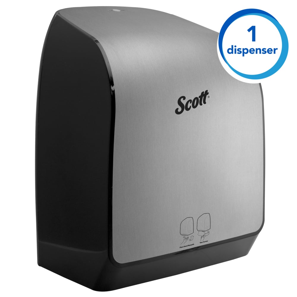 Scott® Pro Automatic Hard Roll Towel Dispenser (35609), Stainless, for Blue Core Scott® Pro Roll Towels, 12.66" x 16.44" x 9.18" (Qty 1) - 35609
