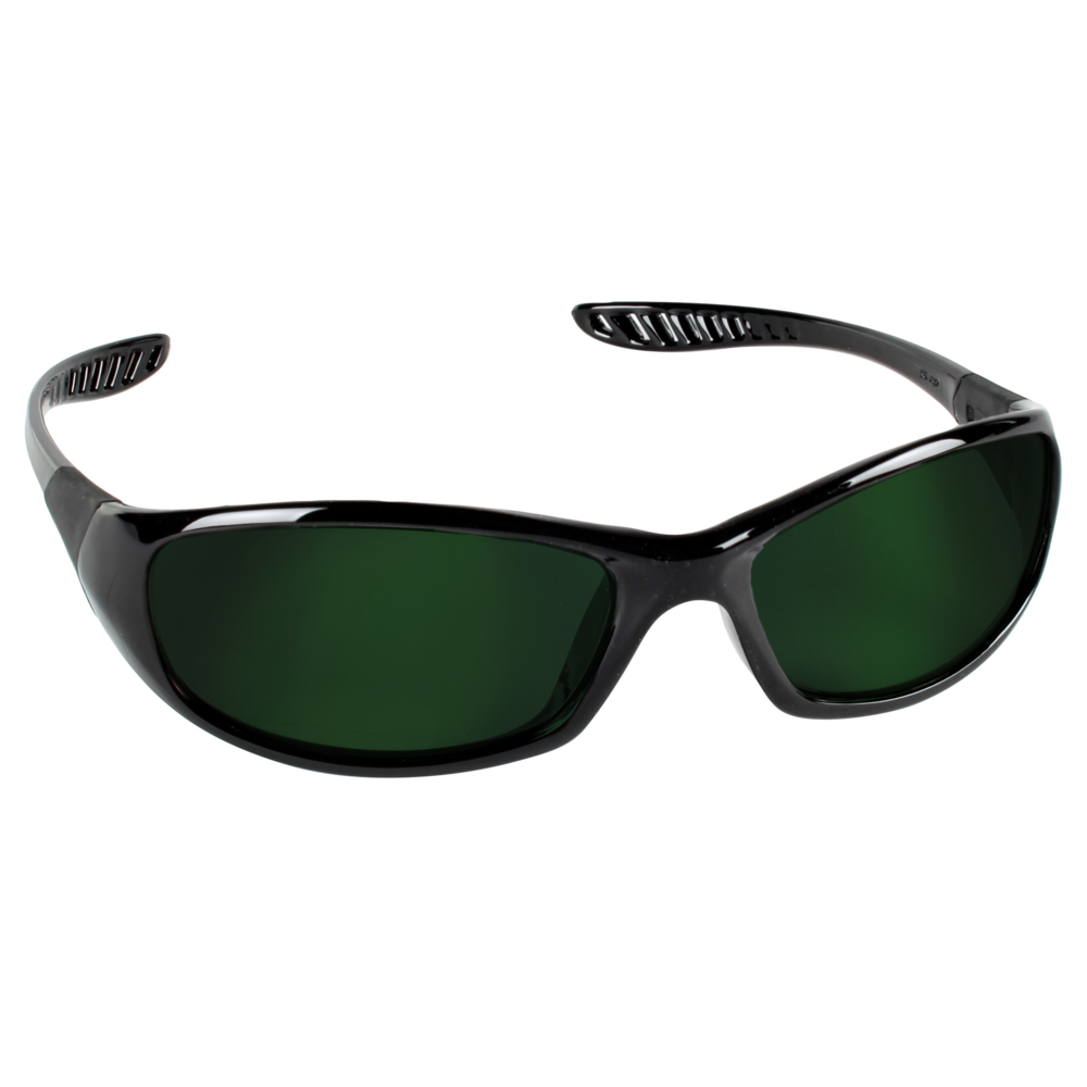 KleenGuard™ V40 Hellraiser Safety Glasses (20545), IRUV Shade 5.0 Lens with Black Frame, 12 Pairs / Case - 20545